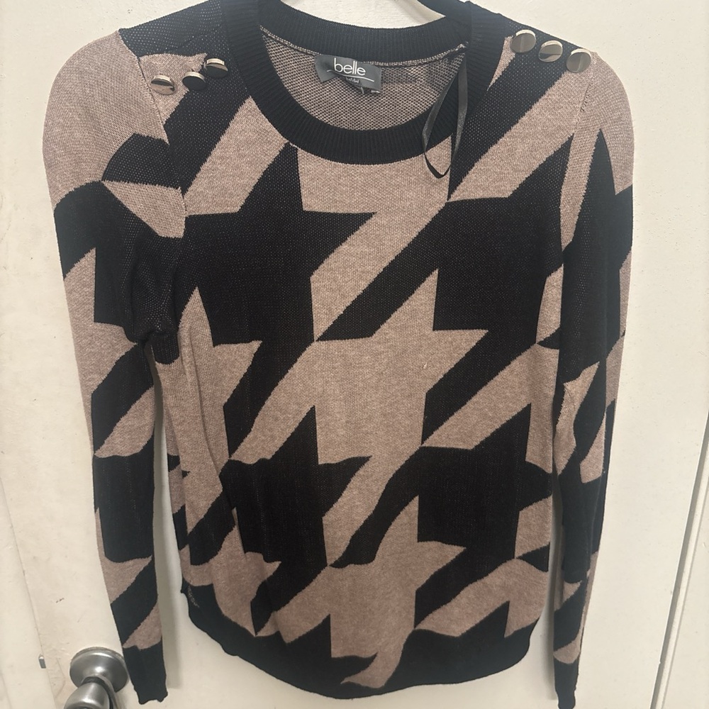 Bebe Black and Tan Star Sweater